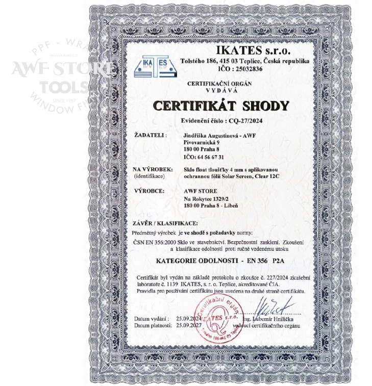 certifikat bezp folie AWF